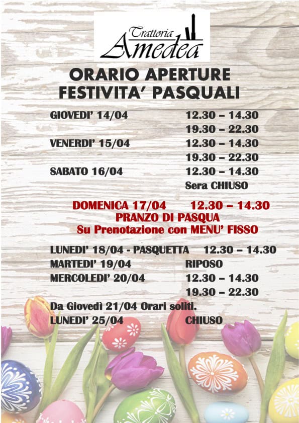 Gli orari aggiornati per Pasqua 2022